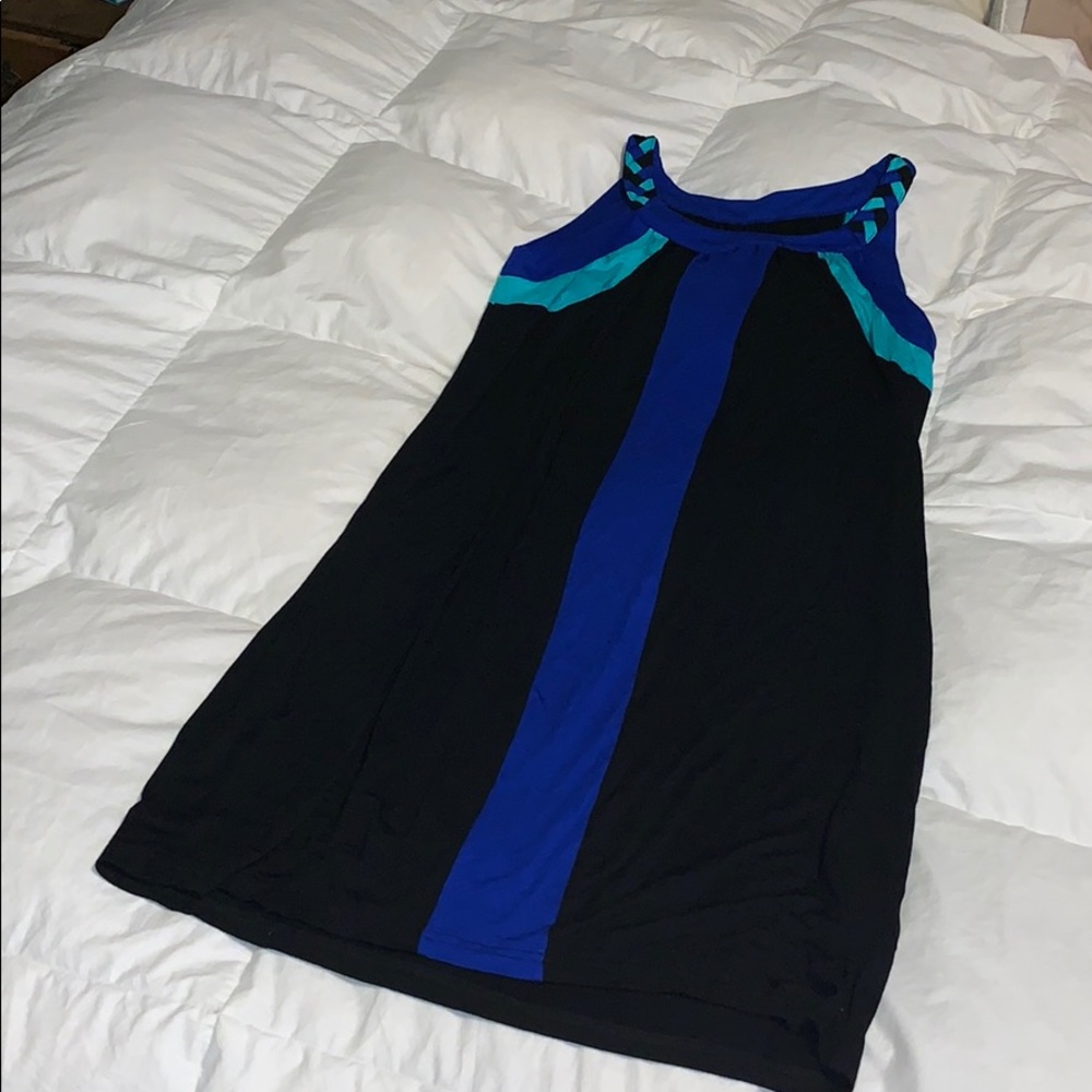 Blue black and green dress